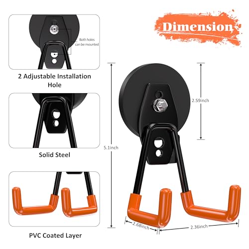 Strong Magnetic Hooks Heavy Duty 4 Pack Magnet Garage Hook Heavy Duty Rare Earth Magnets Utility Storage Hooks for Hanging Ladder (4 Count)