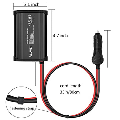 300W Car Power Inverter 12V DC to 110V AC Car Inverter