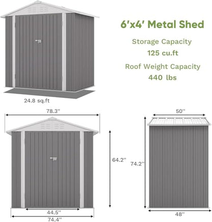 6x4 FT Outdoor Storage Shed