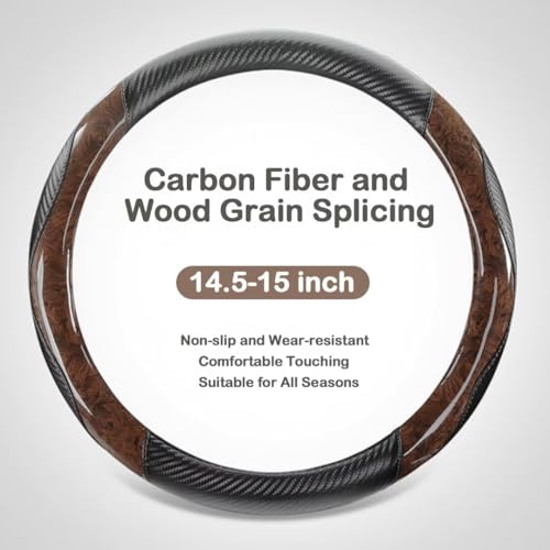 Wood Grain Steering Wheel Cover with Coasters Universal 14.5