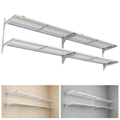 2 Pack 2 Tier 1.3x4ft Garage Shelving Wall Mounted (2 Count)