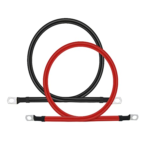 2 AWG Battery Cable 2FT 2 Gauge Pure Copper Battery Inverter Cables with 5