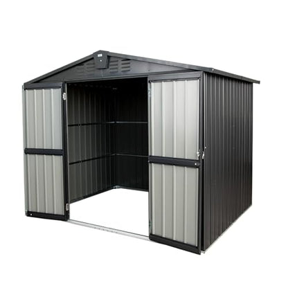 Galvanized Steel Storage Shed 8.2' x 6.2' with Lockable Door