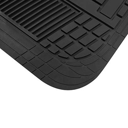 Beige Heavy Duty Front & Rear Rubber Floor Mats Universal Liners for Car SUV Van & Truck