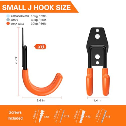 Heavy Duty Garage Hooks 6 Pack