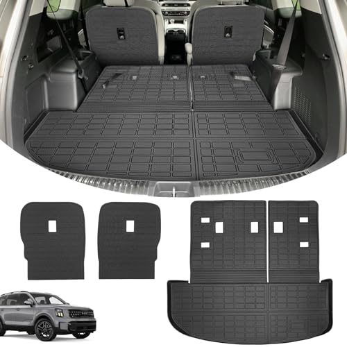 Trunk Mat & Backrest Mat & 2nd Row Seat Back Cover for Kia Telluride 2020