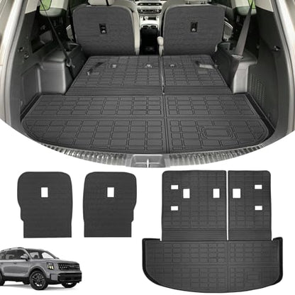 Trunk Mat & Backrest Mat & 2nd Row Seat Back Cover for Kia Telluride 2020