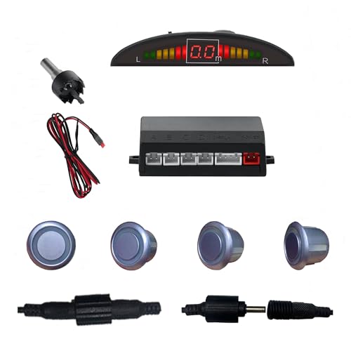 Parking Sensor Kit Backup Sensor Kit Reverse for Car 5 Color Options for Probes Adjustable Alarm Volume Professional Sensore de Reversa para Carro Safe Driving Assistant （Grey） (4 Count)