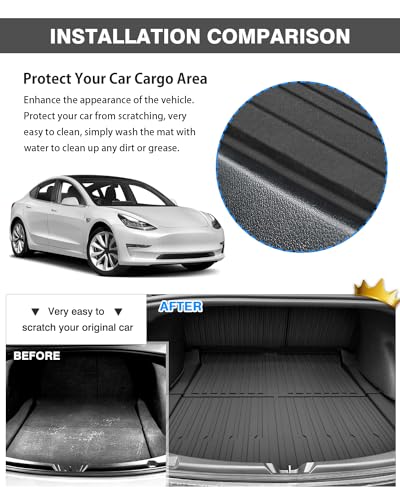 Floor Mats for 2024 2025 2026 Tesla Model 3 Highland 8 PCS Floor Cargo Liners Full Set All Weather TPE 3D 2 Row Liner Front Rear Storage Mat and Rear Seat Back Mats