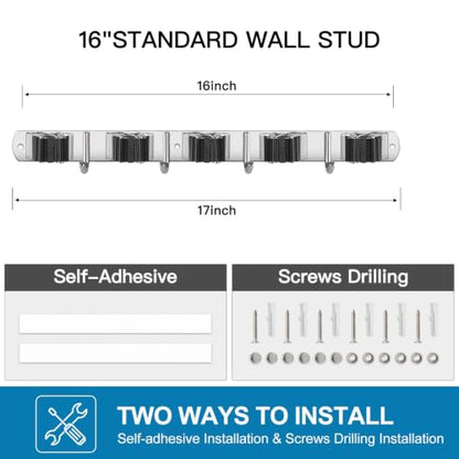 Broom Holder Wall Mount Stainless Steel Mop Organizer