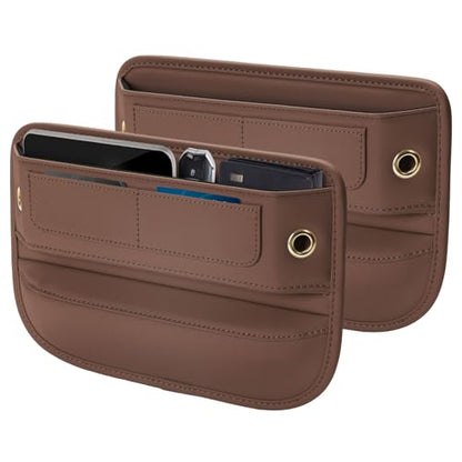 Universal Fit Premium Leather Car Seat Gap Filler Organizer (2 Count)