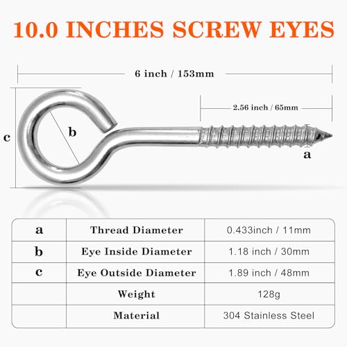 2Pcs Self Tapping Eyelet Screw Eye Bolt