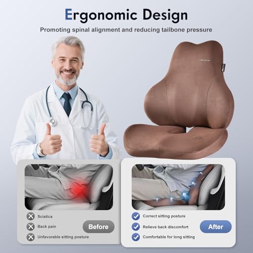 Memory Foam Car Seat Cushion and Lumbar Support Pillow for Car
