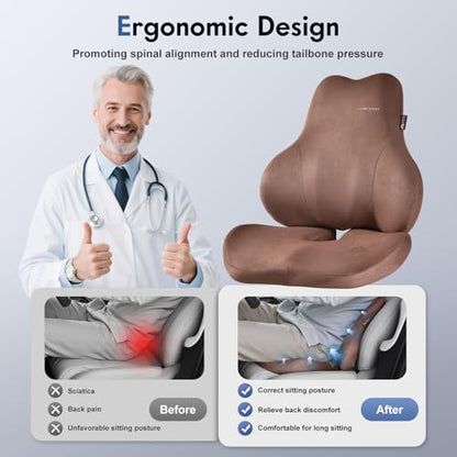 Memory Foam Car Seat Cushion and Lumbar Support Pillow for Car