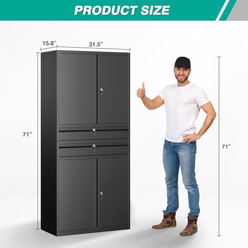 Metal Storage Cabinet with Drawer and Locks