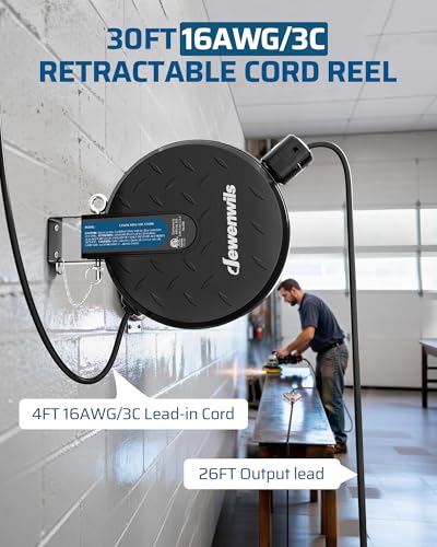 Ceiling Wall Mount Retractable Extension Cord Reel with 30FT Cord