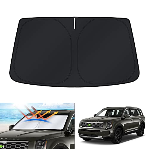 Windshield Sun Shade for Kia Telluride 2020 2021 2022 2023 2024 2025 Accessories Window Sunshade Sun Protector Foldable Block UV Rays Keep Car Cooler