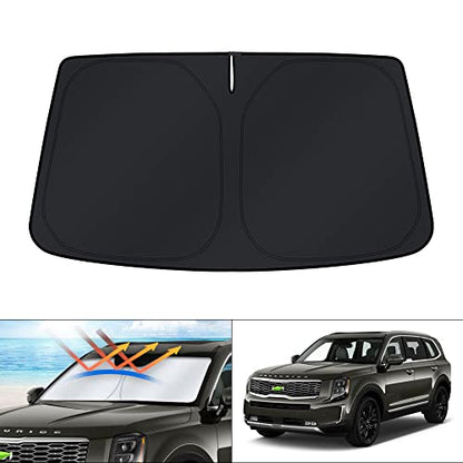 Windshield Sun Shade for Kia Telluride 2020 2021 2022 2023 2024 2025 Accessories Window Sunshade Sun Protector Foldable Block UV Rays Keep Car Cooler