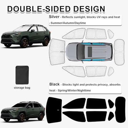 Thicken Car Window Shades for Toyota RAV4 2019 (8 Count)