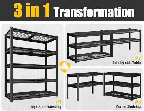 48" W X 24" D X 72" H 5 Tier Heavy Duty Garage Shelving (6 Count)
