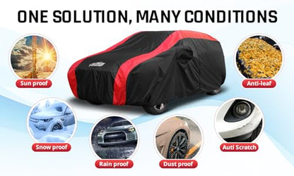 Large SUV Cover Waterproof All Weather with Red Stripe Design
