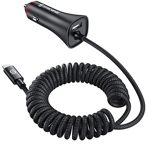Apple MFi Certified] Syncwire iPhone Car Charger 32W Super Fast Car Phone Charger Cigarette Lighter USB Car Adapter with Build