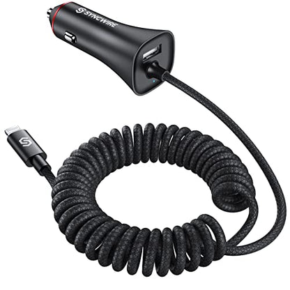 Apple MFi Certified] Syncwire iPhone Car Charger 32W Super Fast Car Phone Charger Cigarette Lighter USB Car Adapter with Build