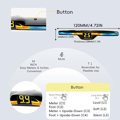 Parking Sensor kit New Feature Rear with Selectable Distance in Feet (4 Count)