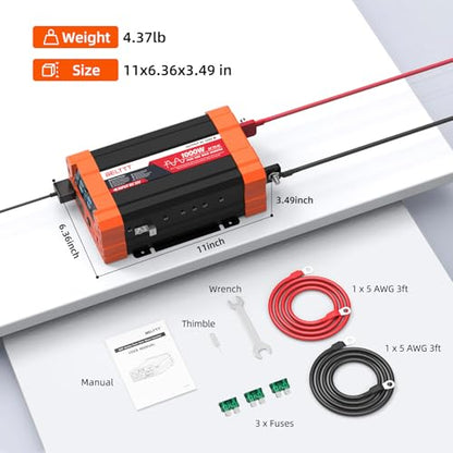 1000Watt Pure Sine Wave Inverter 12V DC to 120V AC
