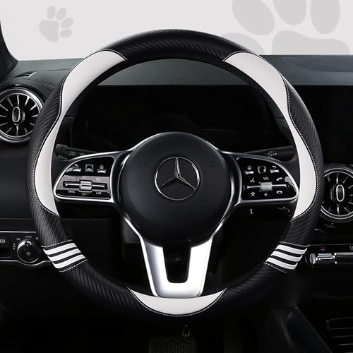 Car Steering Wheel Covers for Women Padded Carbon Fiber PU Leather Cute Auto Interior Accessories for Vehicle