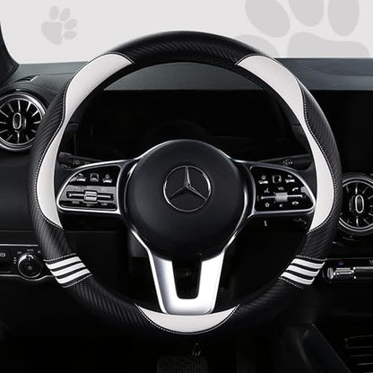 Car Steering Wheel Covers for Women Padded Carbon Fiber PU Leather Cute Auto Interior Accessories for Vehicle