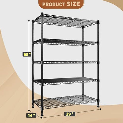 63" H 5 Tier Heavy Duty Storage Shelves
