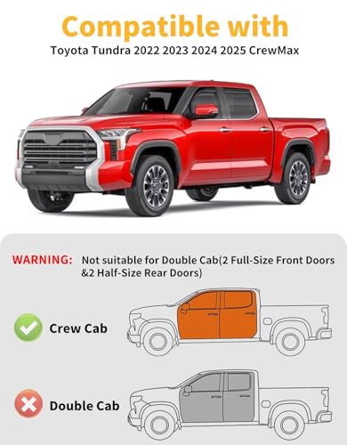 Window Visors Rain Guards for Toyota Tundra CrewMax 2022 (4 Count)
