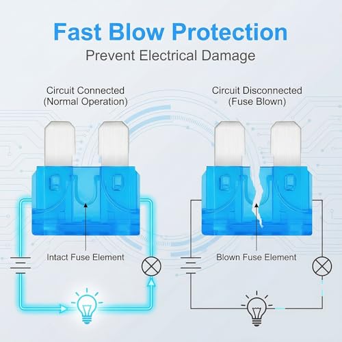 80Pcs) 15 Amp Standard Fuse, 15A Car Blade Fuses for Car/RV/Truck/SUV/Motorcycle/Boat (80 Count)