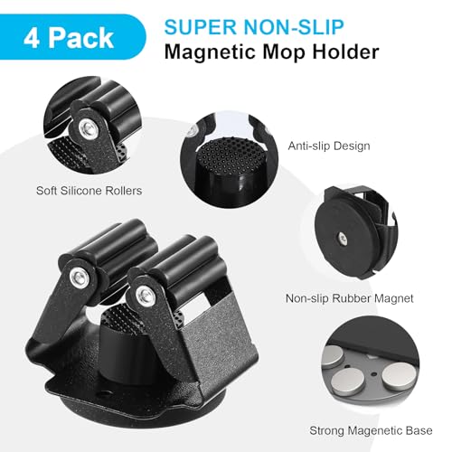 4PCS Magnetic Mop Broom Holder (4 Count)