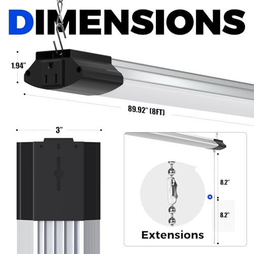 BS168 LED Shop Lights 8FT for Workshop (6 Count)