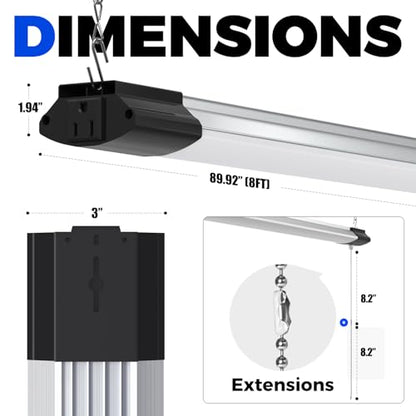 BS168 LED Shop Lights 8FT for Workshop (6 Count)