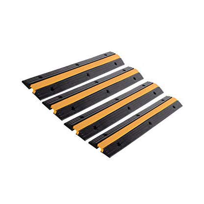 4 Pack Rubber Cable Ramp Hose Cable Protector Ramp 1 Channel 11000Lbs Load Capacity Traffic Speed Bump Wires Power Lines Extension Cord Cover for Indoor Outdoor (4 Count)