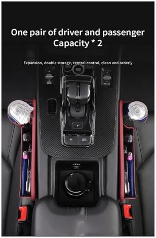 Car Seat Organizer Car Leather Seat Gap Multifunction Crevice Water Cup Holder Storage Box Compatible with Tesla Compatible with Model 3 Compatible with Model Y
