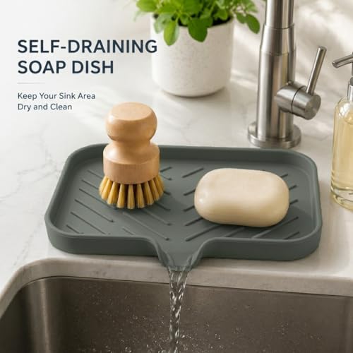 Silicone Soap Dish with Drain Spout