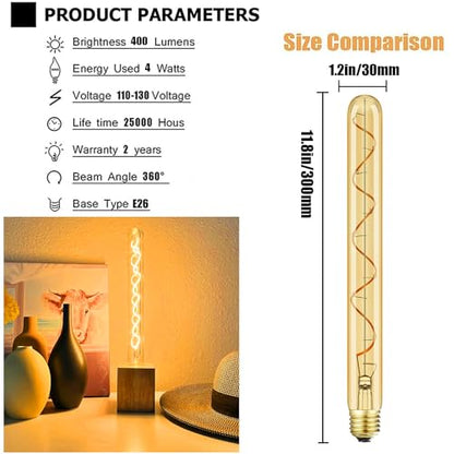 Vintage LED Spiral Filament Bulb T10