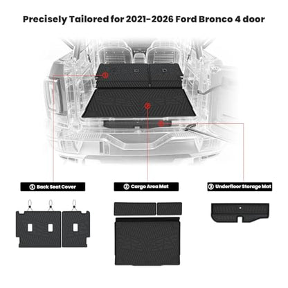 Cargo Mats+Rear Back Seat Protector for Ford Bronco 4