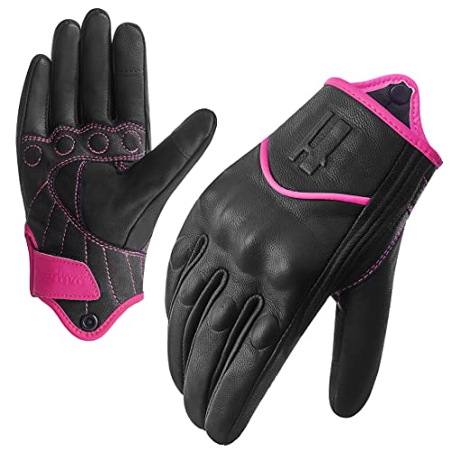 Ladies Full Finger Touch Motorcycle Gloves GL016 PINKBlack XL