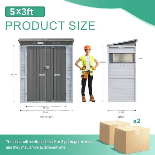 5x3 FT Outdoor Storage Shed with Windows