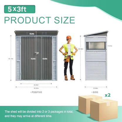 5x3 FT Outdoor Storage Shed with Windows