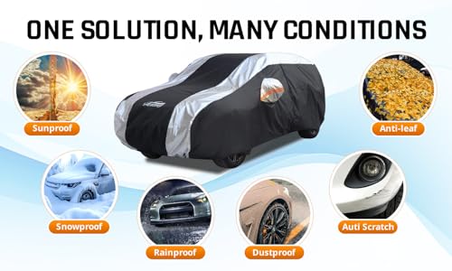 Compact SUV Covers for Waterproof Protection with Silver Stripe Design