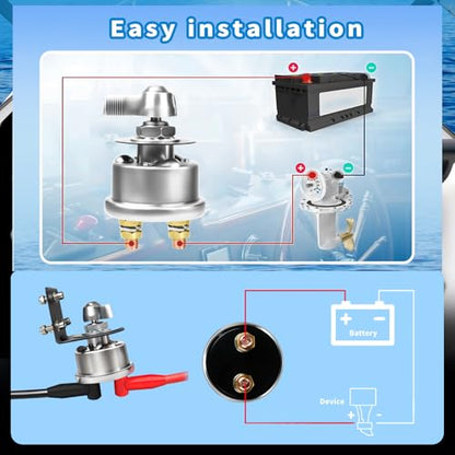 200A Battery Disconnect Switch 12V 48V Battery Shut Off Switch Master Power Isolator Marine On Off Kill Switch for Car