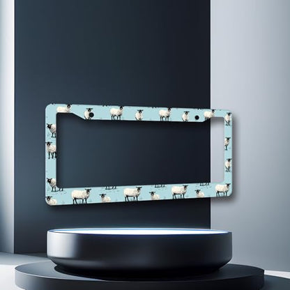 Stainless Steel Cute Animals Sheep License Plate Frame 12.2 x 6.2 Inch