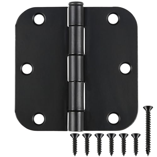 3 1 2" Matte Black Door Hinges 3.5 Inch Rounded Flat 18 Pack