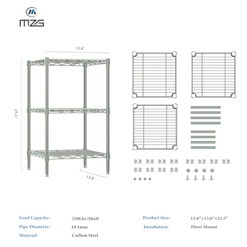 750 lbs 3 Shelf Storage Shelves Wire Shelving Unit Standing Metal Rack for Small Places Narrow Wire Rack for Bathroom (3 Count)